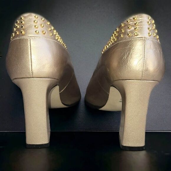 Stefani gold leather beads vintage chunky heels - Picture 5 of 5